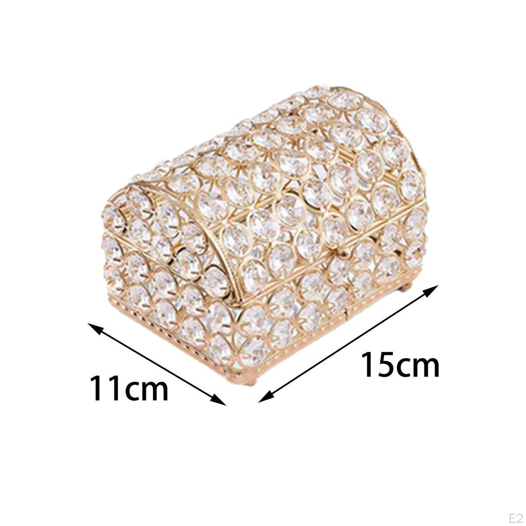 Crystal Jewelry Box Treasure with Lid Trinket Organizer Holder for Bedroom Tabletop Wedding