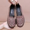 Genuine Leather Breathable Soft Sole Sandals for Middle-Aged & Elderly Women - Non-Slip Flat Heel