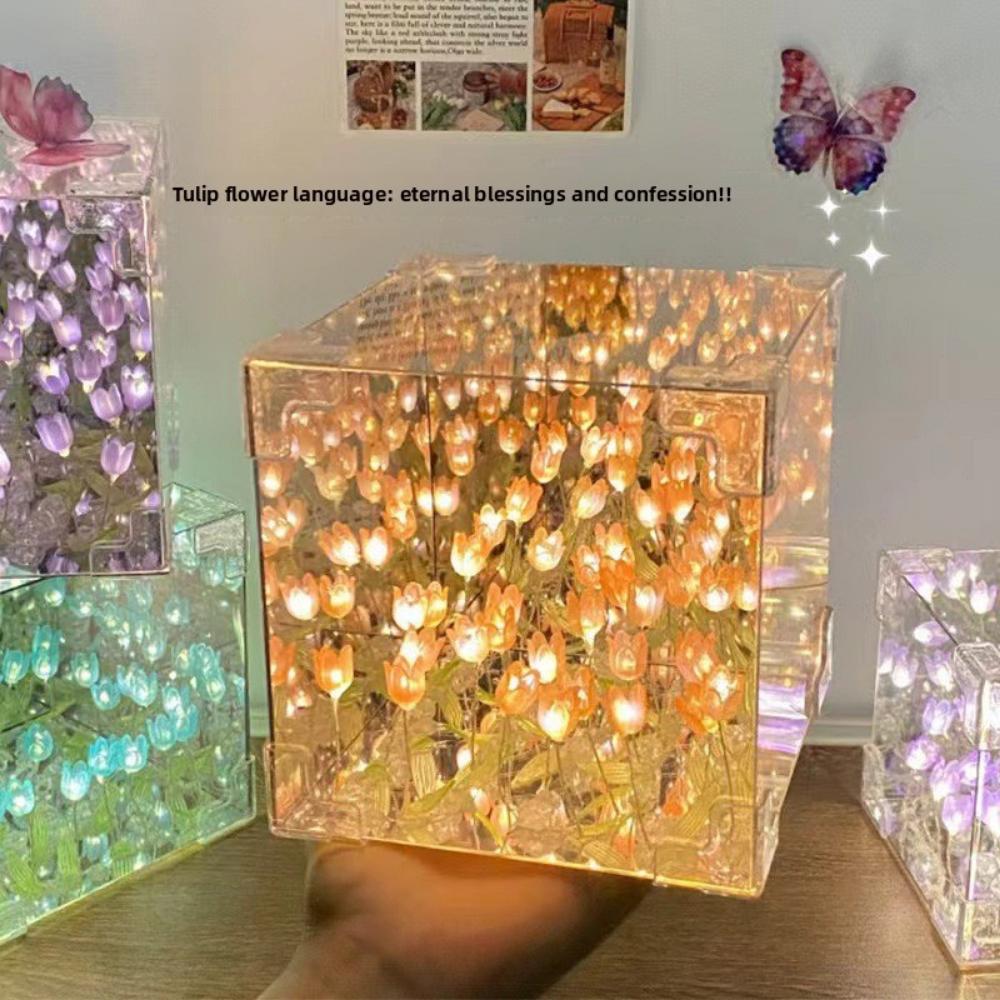 Tulip Night Light Girl Gift for Girlfriend DIY Material Handmade Flower Sea