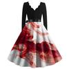 Women's Casual Fashion Halloween Printed V-Neck Vintage Dress