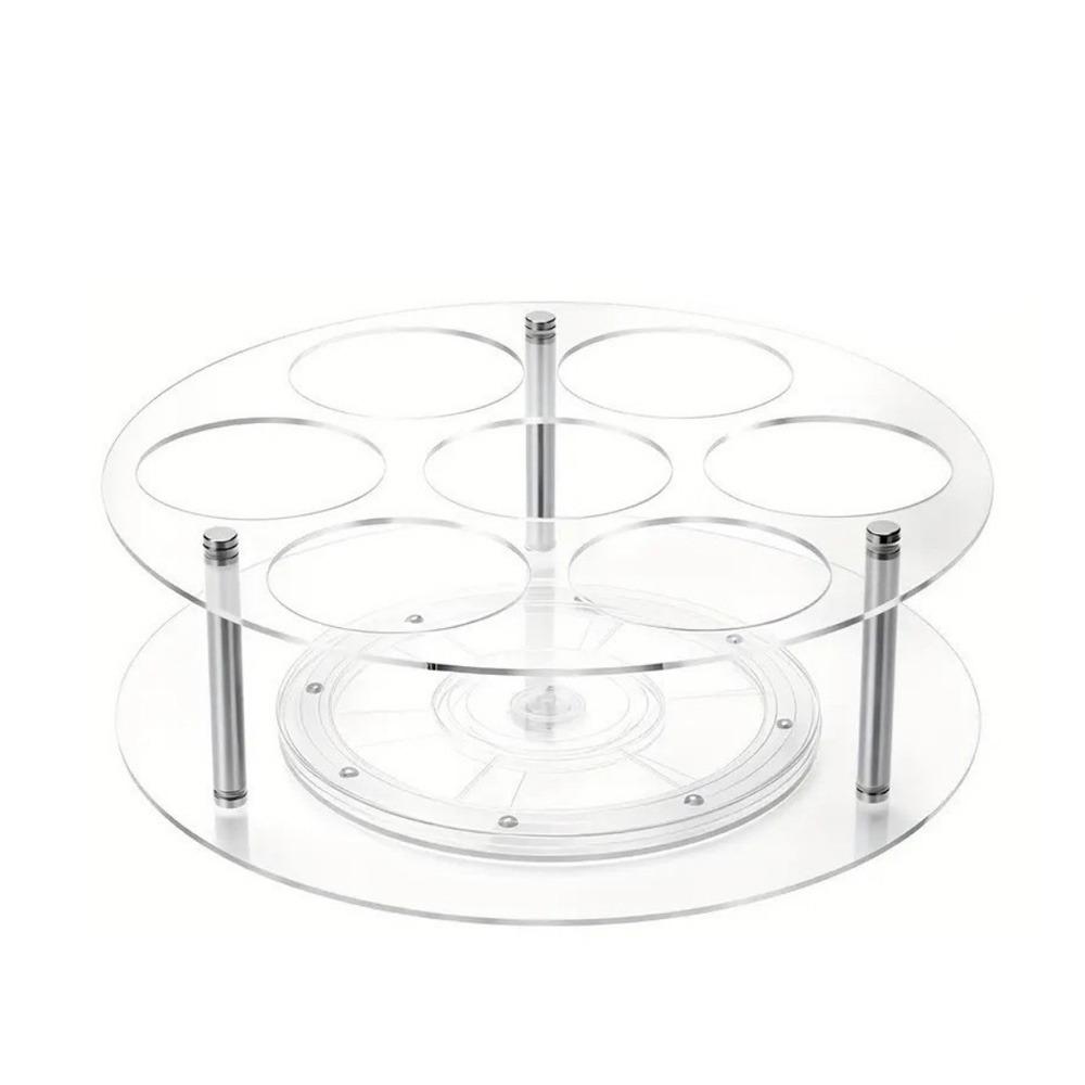 

Acrylic 7 Bottles Coffee Syrup Rack Large Capacity Space Saving Insulated Cups Holder Round Tumbler Storage Organizer Coffee Bar прозрачный