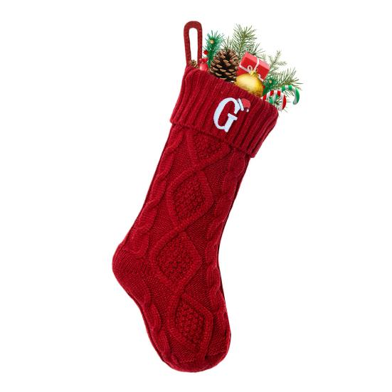 

Christmas Stockings with Initials 18 Inches Large Embroidered Letter Christmas Stocking Monogram G красный
