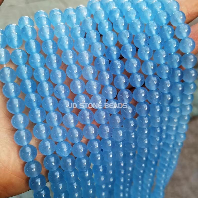 Natural Stone Sea Blue Chalcedony Beads Round Loose Spacer 6 8 10mm Pick Size For Jewelry Making Necklace Bracelet Accessory
