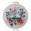 1 set Artistic Butterfly Flower DIY Embroidery Kit, Embroidery Fabric Material Set, Includes tools and stitch tutorials suitable for beginners