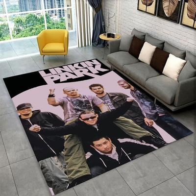 Retro koberec L-Linkin Park Rocková kapela pro hernu, ložnici, obývací pokoj, pohovku, domácí dekorace, dětský koberec do herní zóny, protiskluzová podložka