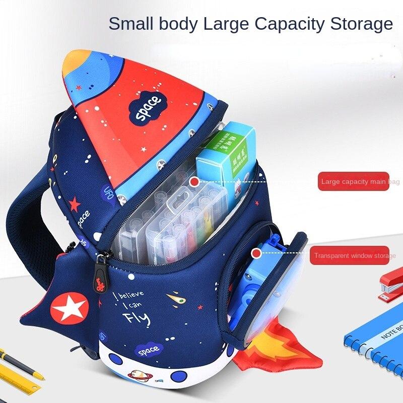Children's Small Schoolbag Cute Cartoon Kindergarten Schoolbag 3-6 Year Old Children's Gift Rocket Backpack