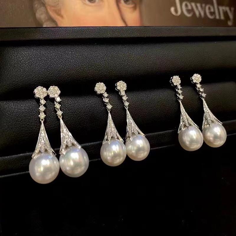 Elegant Pearl Stud and Zircon Tassel Necklace Set - DIY Fashion Jewelry