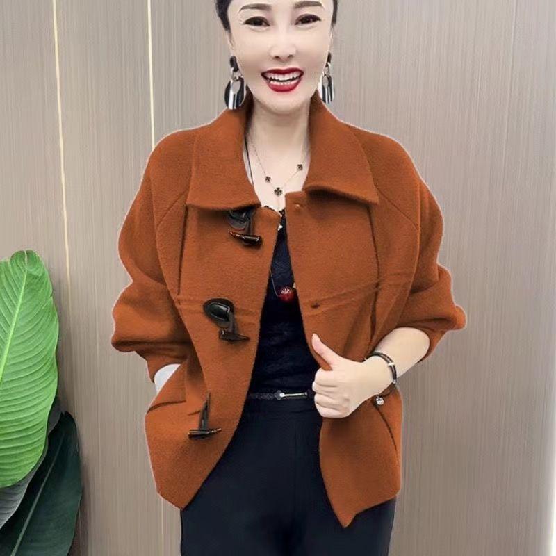 

Модная и трендовая шерстяная куртка для женщин среднего и пожилого возраста на весну и осень с двухсторонним имитационным дизайном 6XL