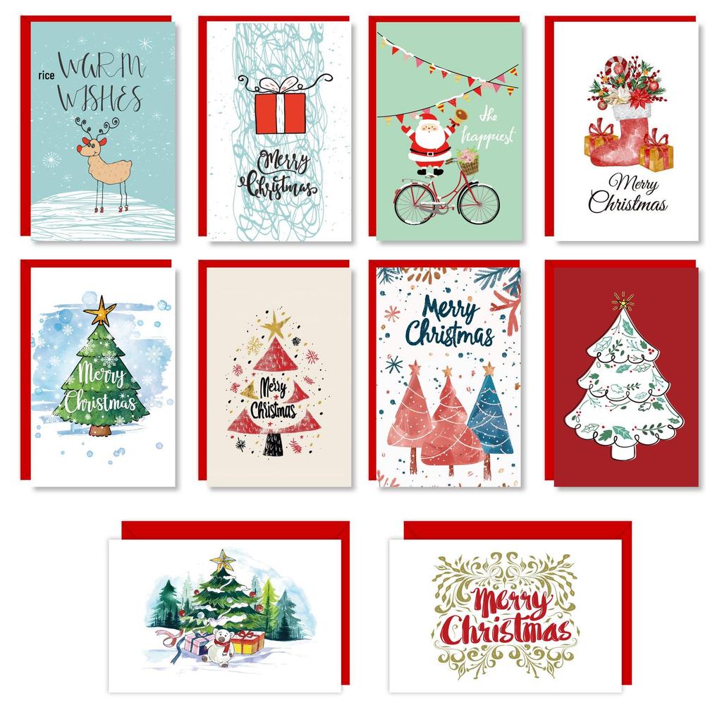 English-Style Cross-Border Christmas Card Set: Folded Holiday Cards with Envelopes for DIY Handwritten Blessings