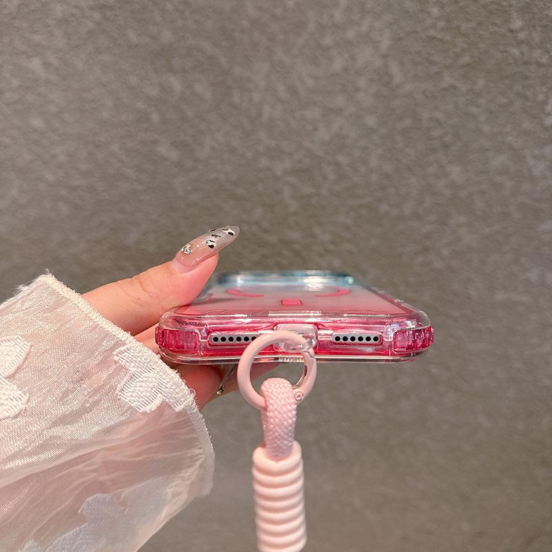 For IP17PROMAX Two-color Gradient Magnetic Phone Case, Anti-fall Three-in-one for Apple Phone Case with Lanyard