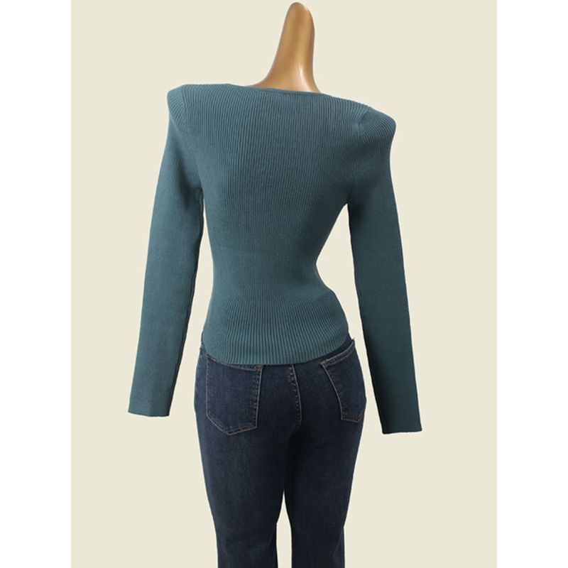 Los Angeles Brand Square Collar Sexy Base Shirt Foreign Trade Original Order Thread Autumn Long Sleeves Slim Fit Inner Wear Knitwear