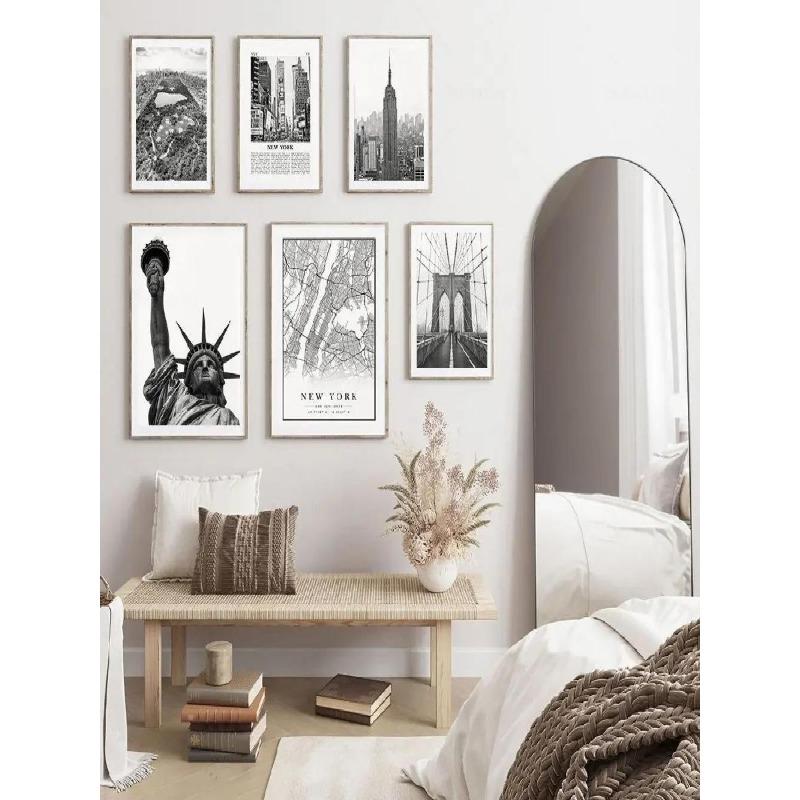 Modern Retro Black White New York City Map Wall Art HD Canvas Print for Living Room Bedroom Decor Stylish Urban Landscape Pos