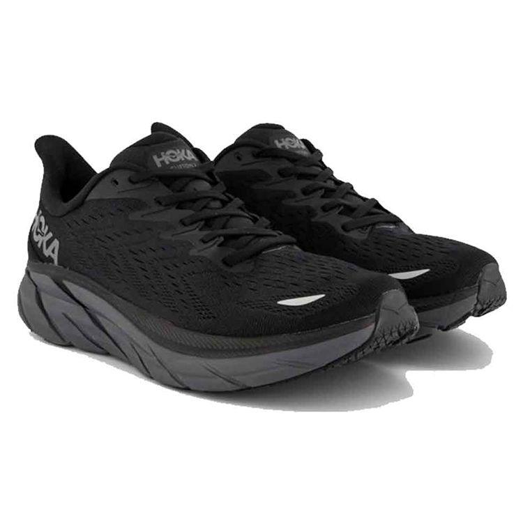 Hoka One One Clifton 8 Marathon Running Shoes Fabric Shock Absorption Non-Slip Wear-Resistant Low-Top Running Shoes Women Sneakers Black 1121375-BBLC