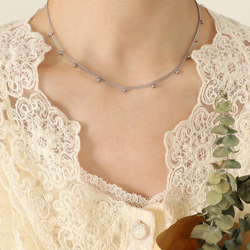 Elegant Japanese & Korean Beaded Clavicle Necklace – Versatile & Sexy Women's Jewelry