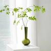 Olive Green French Vintage Vase Swan Neck Glass Hydroponic Vase Unique Luxury Artistic Planter Floral Arrangement