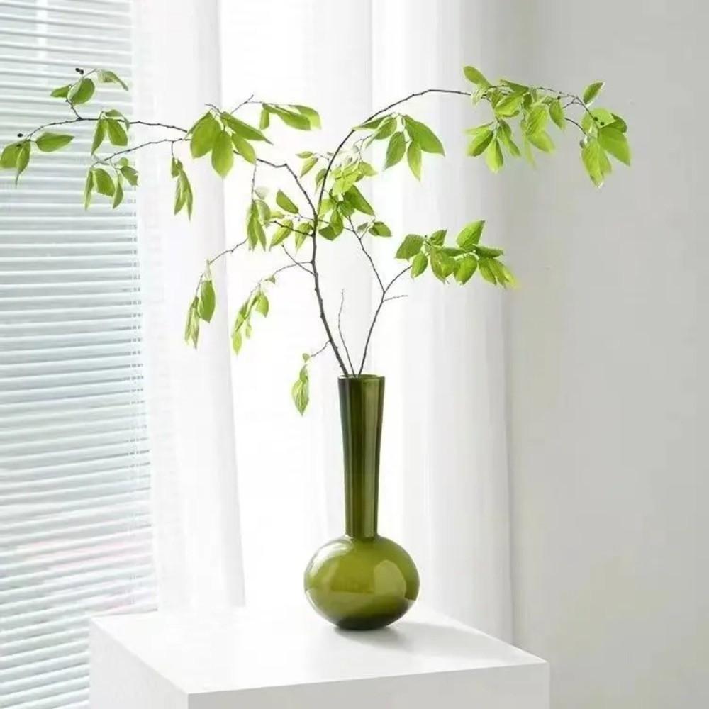 Olive Green French Vintage Vase Swan Neck Glass Hydroponic Vase Unique Luxury Artistic Planter Floral Arrangement