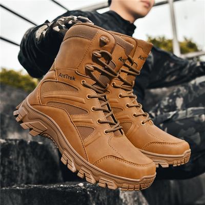 Male Comfortable High Top Hiking Shoe All-match Male Basic Boots Outdoor Leather Casual Shoes Fashion Men's Motorcycle Boots