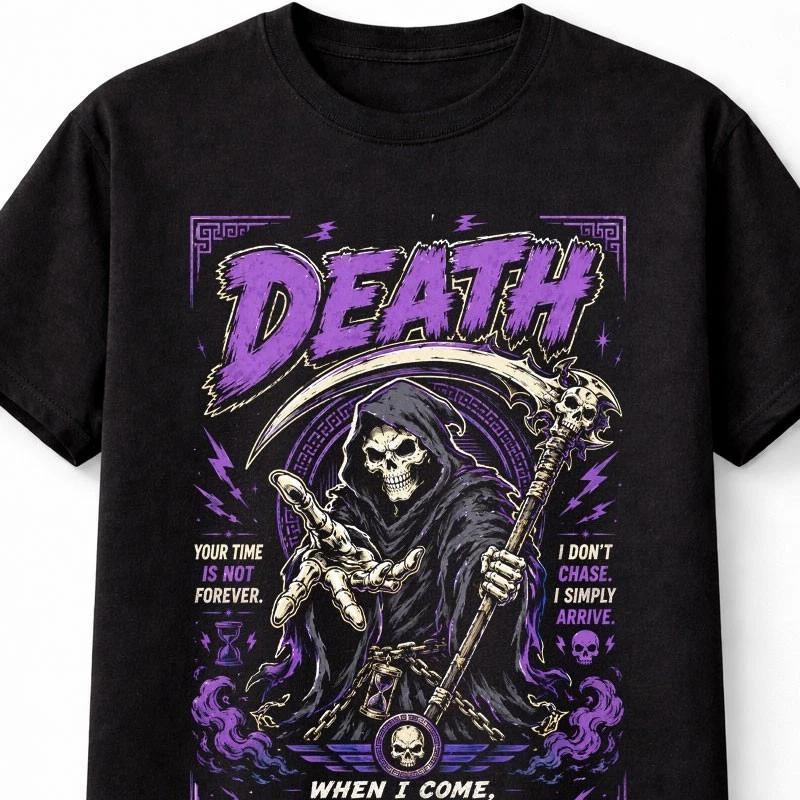 Death Grim Reaper Skull Gothic Horror Scythe Graphic Unisex TShirt S
