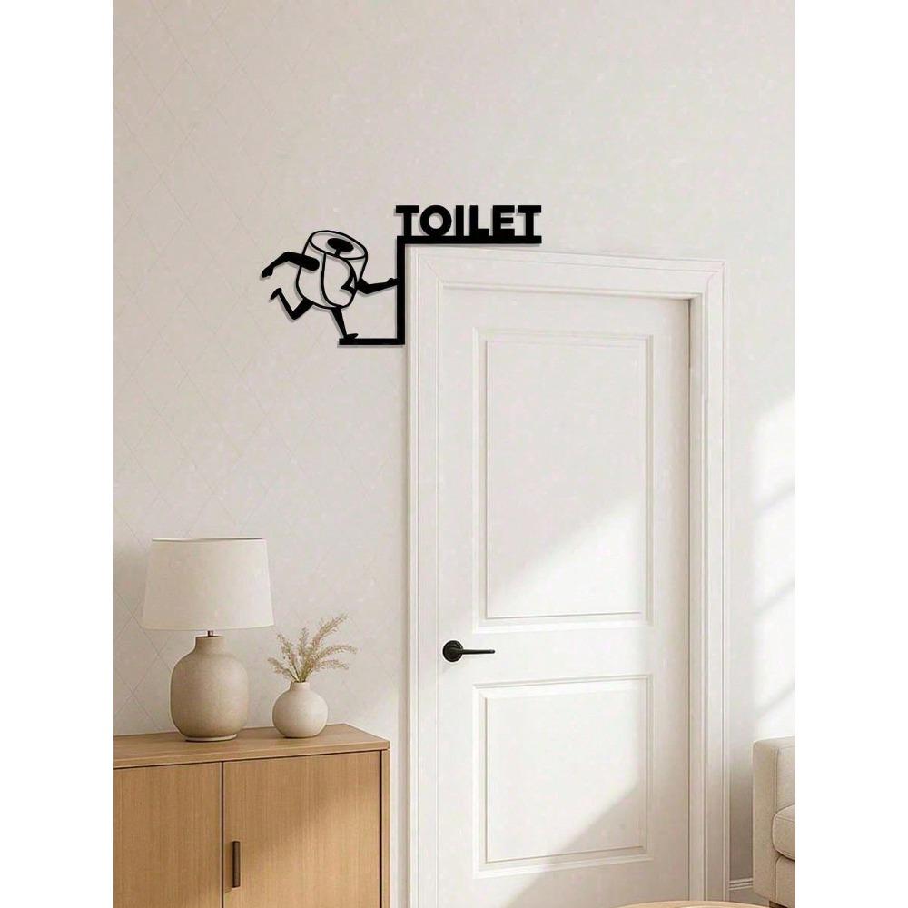 Vintage Metal Tin Wall Sign Funny Bathroom Art Toilet Paper Design Housewarming Gift
