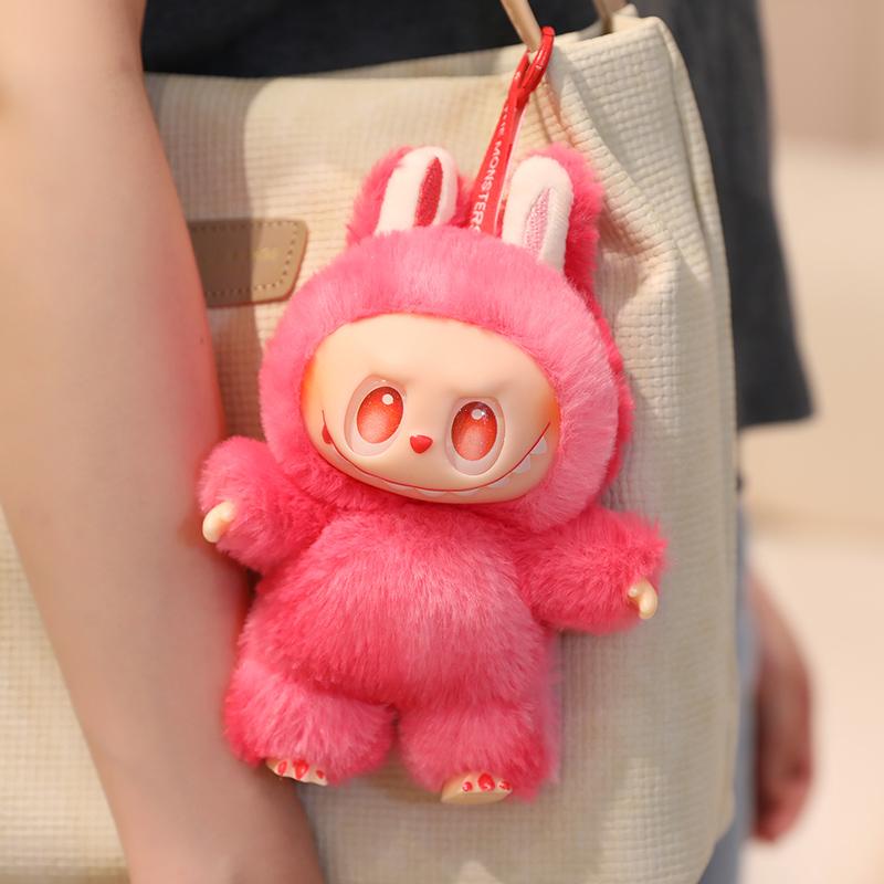 Cartoon Labubu Vinyl Doll Stuffed The Monsters Heartbeat V3 Soft Plushies Bag Pendant Birthday Xmas Gifts Girl Child