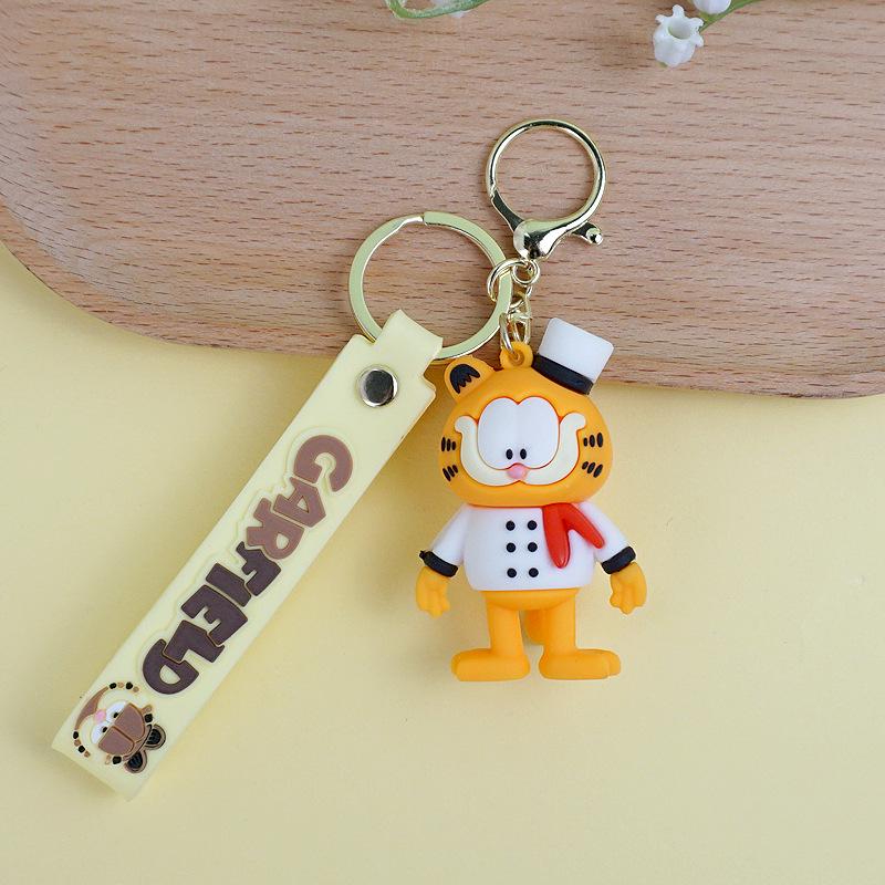 Garfield Cat Cartoon Keychain Rubber Keyring Pendant Gift