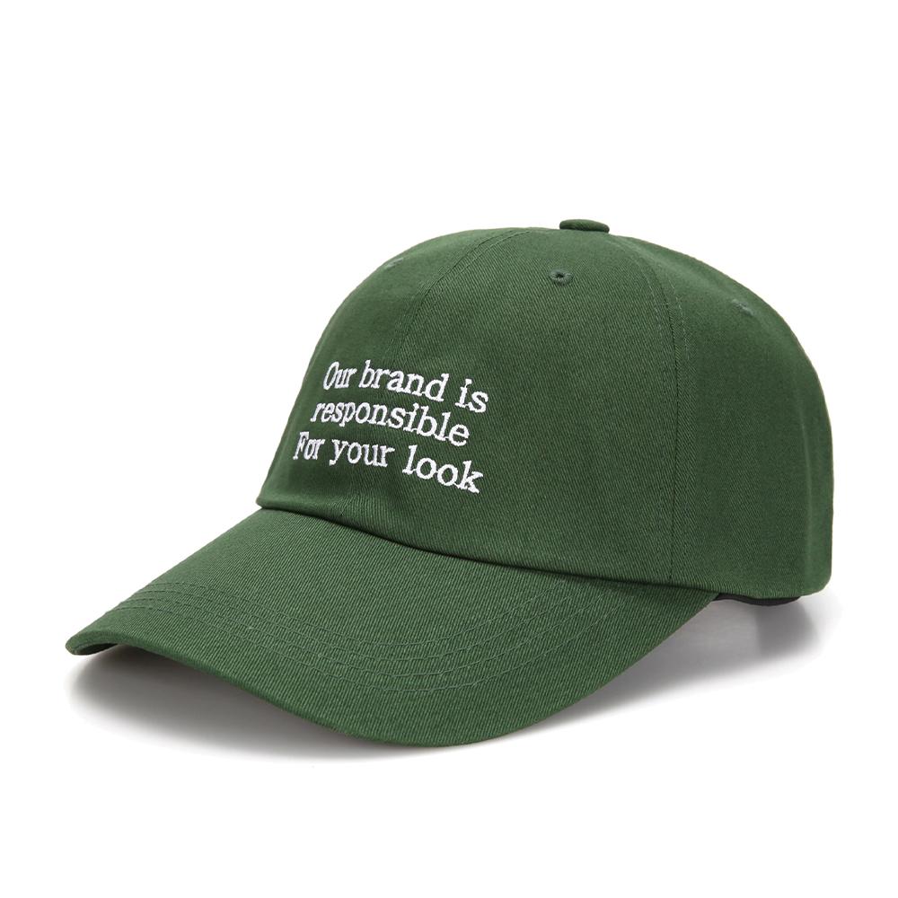 ULUK Slogan Embroidered Cotton Ball Cap_Green