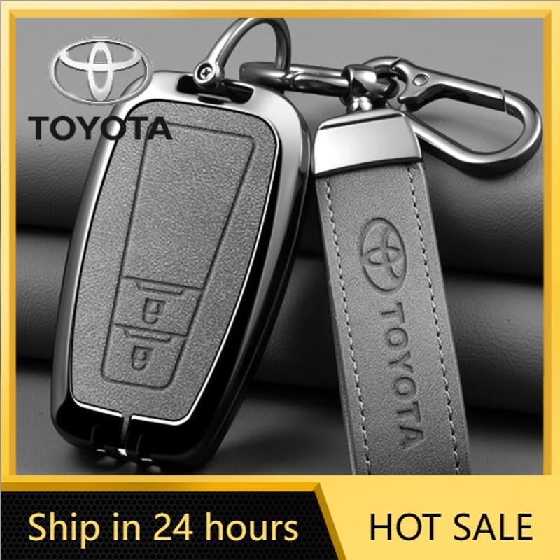 Leather Car Smart Remote Key Case Cover Shell for Toyota Avalon Camry RAV4 Prius CHR C-HR Corolla Land Cruiser Prado Keychain Ca