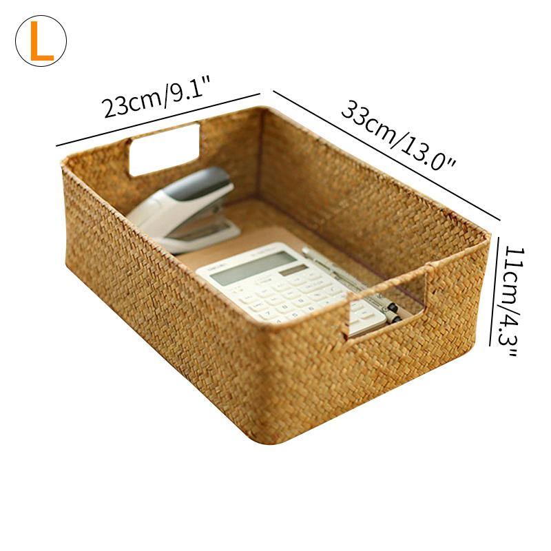 Rattan storage basket woven storage box with handle eco- Sundries organizer box Straw closet Wardrobe organizer Panier Rangement
