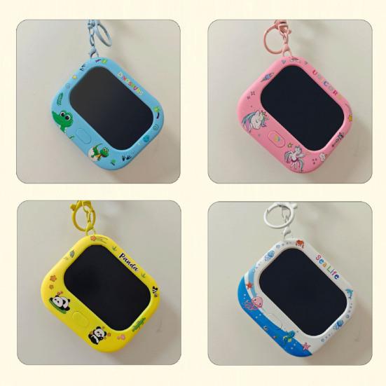 Mini LCD Writing Tablet Keychain with Pen Kids Colorful Doodle Notepad Erasable Drawing Board Sketch Pad Bag Backpack