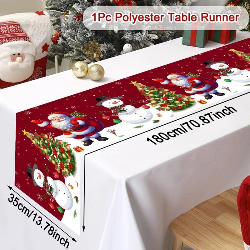 2025 Merry Christmas Santa Table Runner - Kitchen Dining Table Decor | Navidad Home Winter Holiday Gift