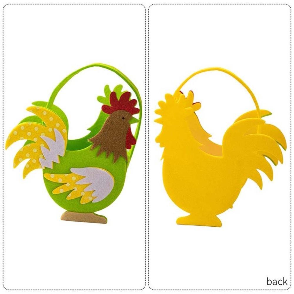 Cartoon Cock Felt Chicken Basket Cut Easter Storage Case Rooster Candy Box Wedding Ornaments