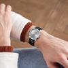 BUREI Men's Analog Quartz Watch Waterproof Slim Business Casual Black Leather Belt