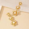 Korean Minimalist French Retro Pearl Flower Stud Earrings for Women