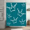 Royal Crown Shower Curtain Blue White Pattern Waterproof Bathroom Decor for Home Decoration