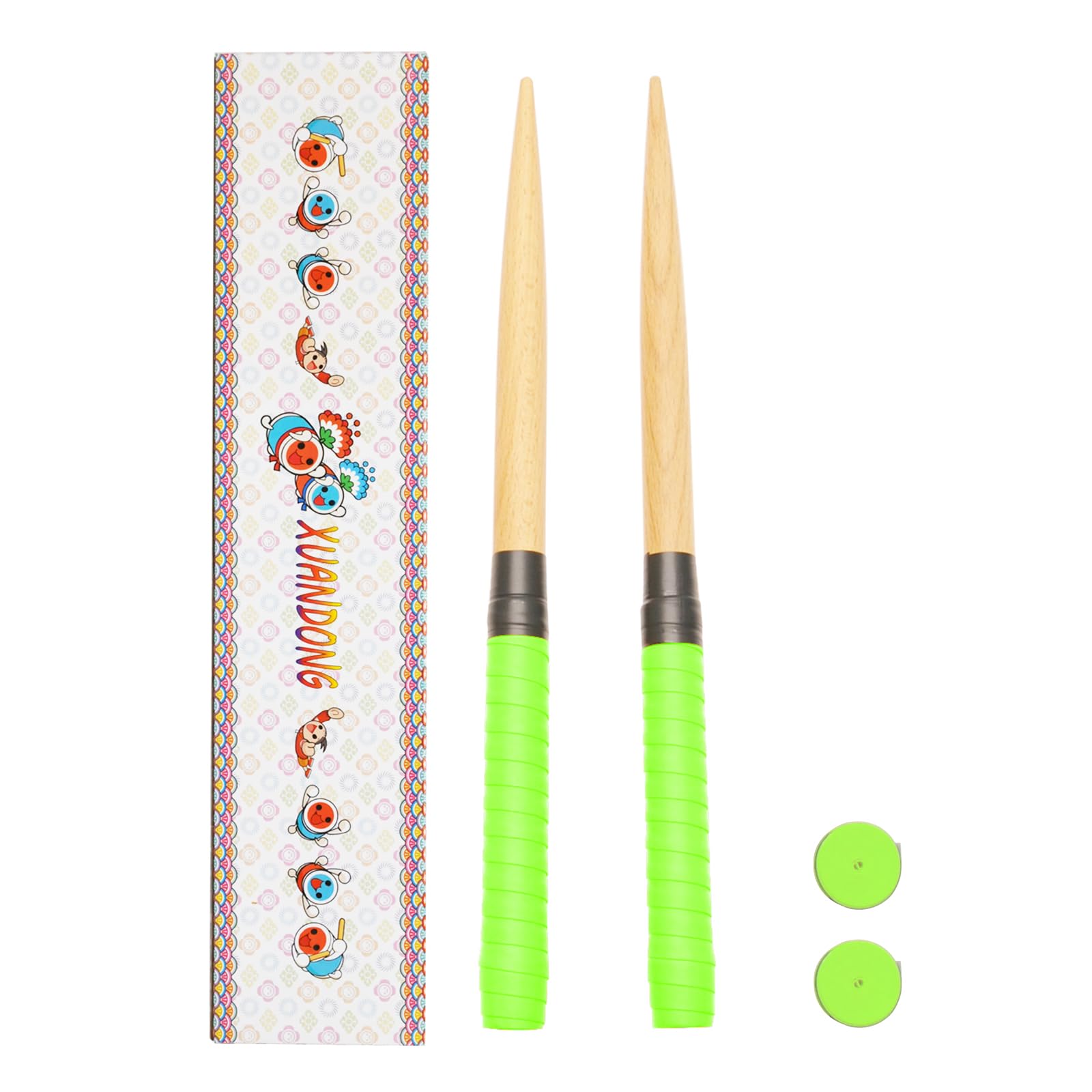 

XUANDONG Taiko no Tatsujin Мои барабанные палочки Сменная рукоятка Глянцевые Конические Твердолиственные Деревянные Палочки Заостренный Комбо Легко Использовать Ролл Аркадная Игра Набор из 2 с зелёный