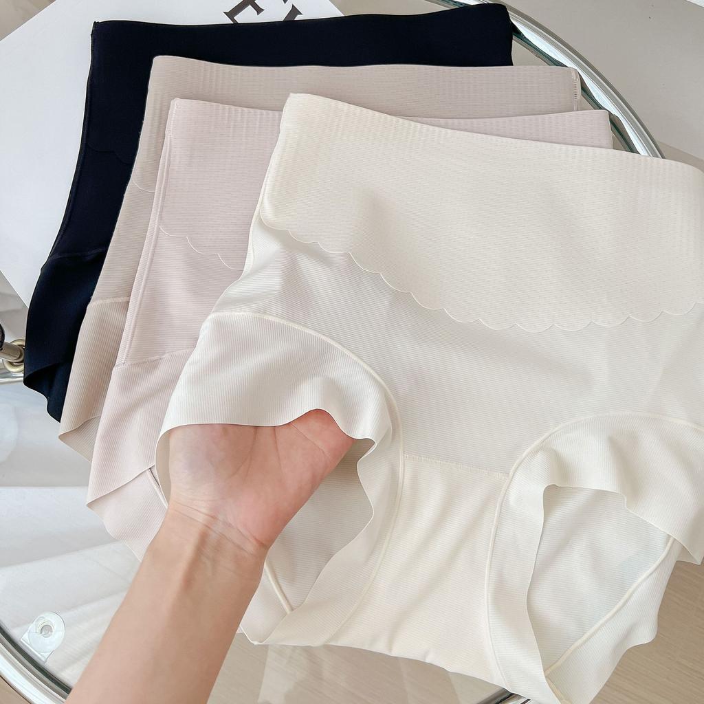 Damen-Unterwäsche, nahtlos, Eisseide, hohe Taille, leichte Bauchhose, bequeme, antibakterielle Shapewear-Hose im Schritt