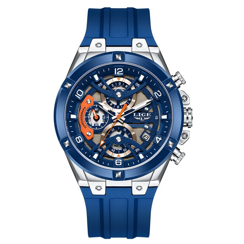 LIGE Herrenuhren Mode Weiches Silikonarmband Wasserdicht Kalender Business Sport Herren Quarzuhren