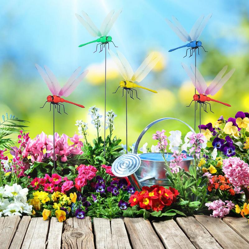 12pcs Colorful 3D Dragonfly Garden Yard Planter Dragonfly Flower Arrangement Dragonfly Outdoor Decor Flower Pots Decoration