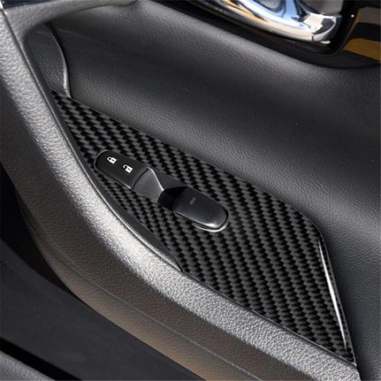 2Pcs Carbon Fiber Interior Front Door Control Cover Trim For Nissan Altima Sedan