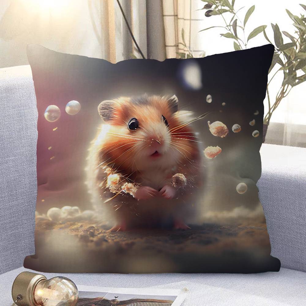 Cute Hamster Pillow Case Removable Washable Cushion Cover – All-Season Soft Linen