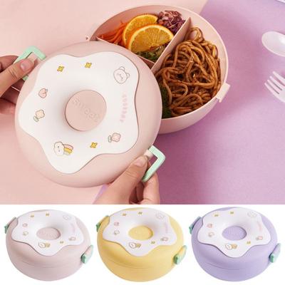 Simpatico cartone animato ciambella da 1000 ml, contenitore per Bento per microonde, con scomparti. Fornitura per studenti