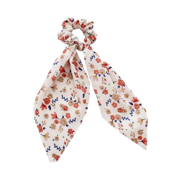 Women Hair Band Floral Printing High Elasticity Long Ribbon Hair Tie Ponytail Bun Half-Tied Hairstyles Chiffon Fabric Hair Accessory