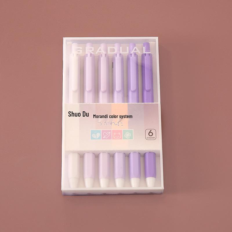 Morandi Color Quick-Dry Ballpoint Pen Set - High-Value Student Neutral Pen in Black