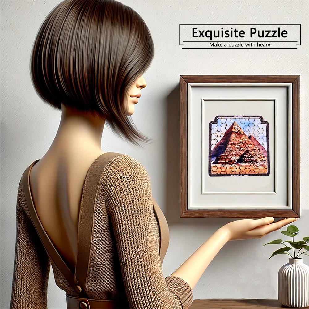 Египетская пирамида 123 деревянная плоская головоломка трехмерный эффект круглая — фото 4