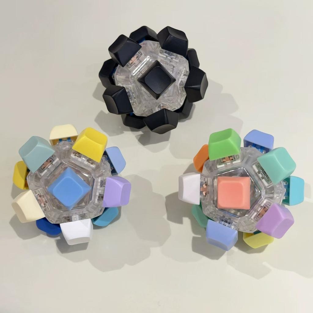 Relaxing 12 Keys Magic Ball Fidget Keychain DIY Keyboard Keycap Repair Finger Pressing Toy Adult Kids Pass The Time