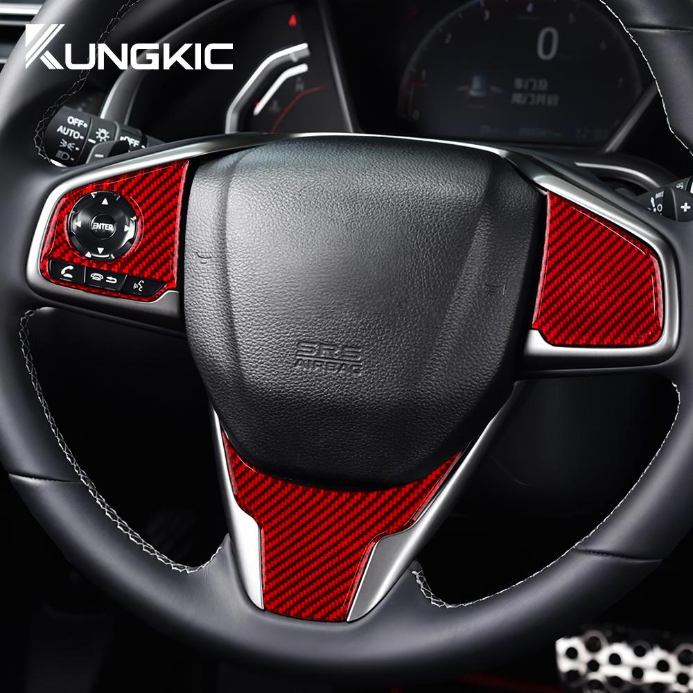 Echter Weicher Kohlefaseraufkleber Für Honda Civic 10. 2016 2017 2018 2019 2020 2025 Lenkradblende Innenausstattung Zubehör