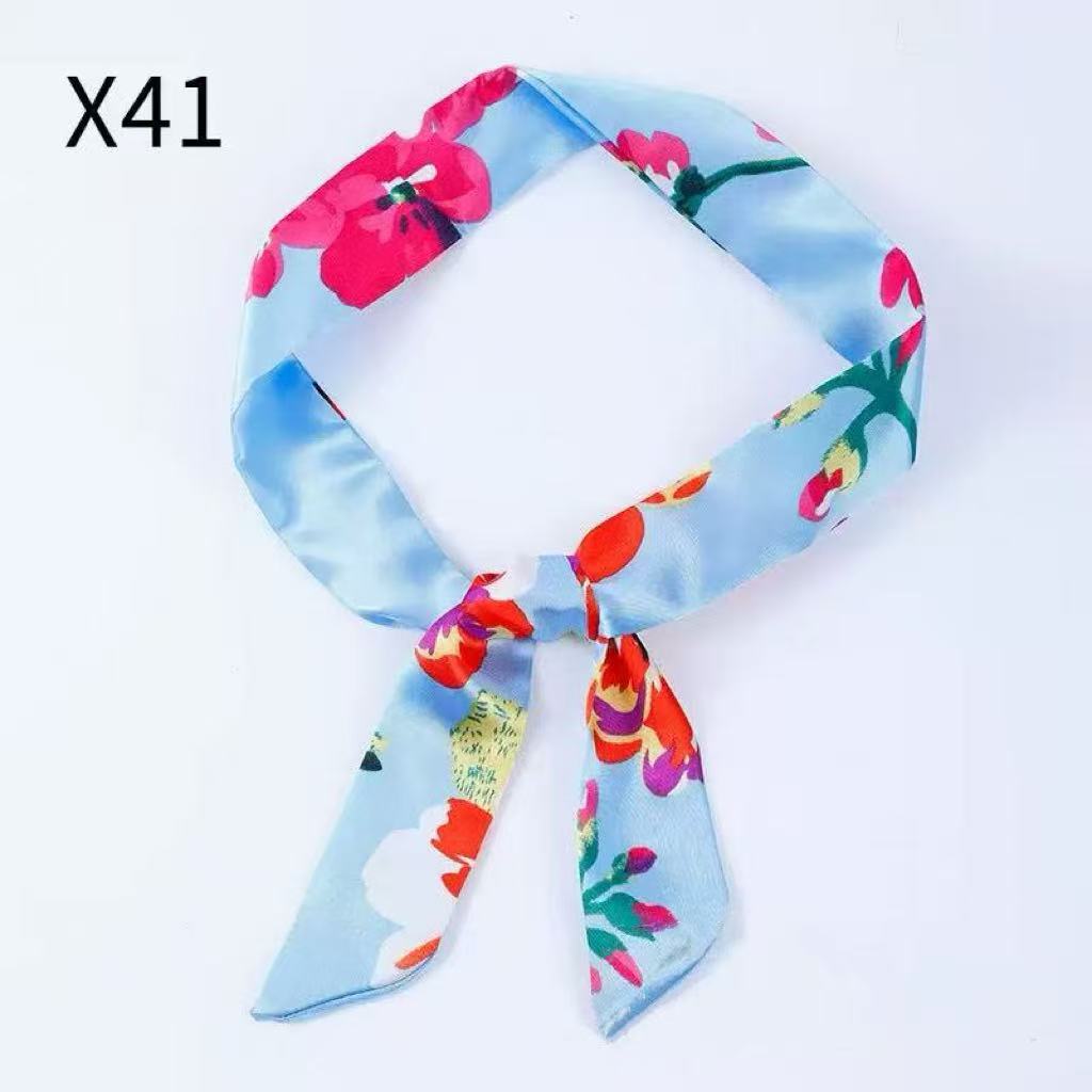 New fashionable long silk scarf double-layer versatile headband streamer, decorative binding bag with hand gift silk scarf wholesale