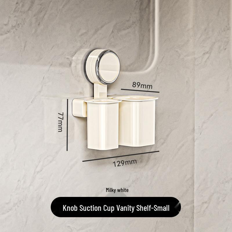 

Wall-Mounted No-Drill Suction Cup Bathroom Shelf & Organizer for Toothbrushes, Razors, and Cosmetics