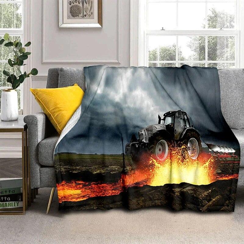 3D Retro Car Tractor Truck Series HD Blanket,Soft Throw Blanket for Home Bedroom Bed Sofa Picnic Travel Office Cover Blanket Kid