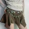 Double Layer Heart Pearl Waist Chain Vintage Silver Metal Belly Chain For Women Y2K Skirt Pants Accessory